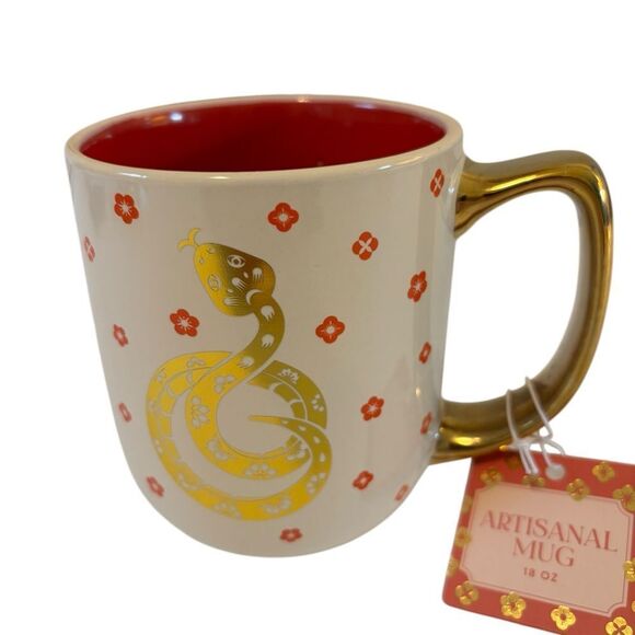 Gold and Red Ceramic Mug with Year of the Snake Design. Very Cool Looking! - Picture 4 of 7